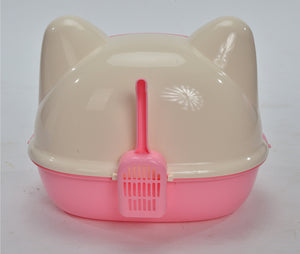 Medium Hooded Cat Toilet Litter Box | Pink | Includes Scoop