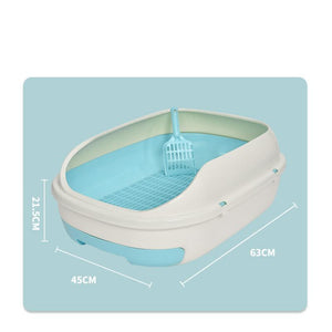 Large Portable Cat Litter Box Tray with Scoop (Green)