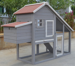 Grey Large Chicken Coop | Rabbit Hutch & Guinea Pig Cage