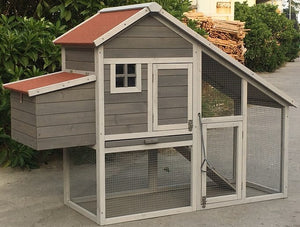 Grey Large Chicken Coop | Rabbit Hutch & Guinea Pig Cage