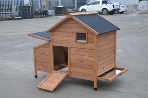Brown Chicken Coop with Rabbit Hutch | Hen and Cat House