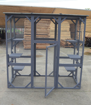 XXL Pet Cat Bird Shelter Condo | Wooden Kitten Cage House with Escape Door