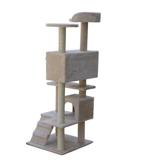 130cm Beige Cat Scratching Post Tree - Beige | Tall and Sturdy Cat Scratcher