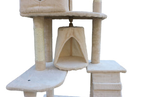 193cm Cat Scratching Tower with Sisal Pole and Condo - Beige