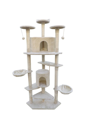 Cat Scratching Post Tree - 200cm | Scratcher Corner Tower Furniture - Beige