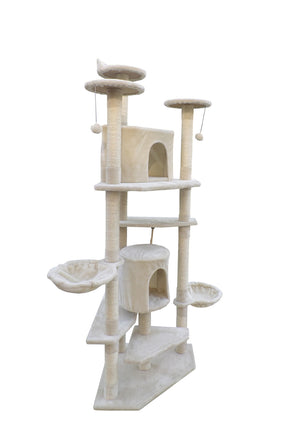 Cat Scratching Post Tree - 200cm | Scratcher Corner Tower Furniture - Beige