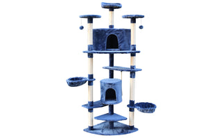 200cm Blue Cat Scratching Post Tree | Corner Tower Furniture & Scratcher