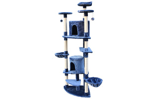 200cm Blue Cat Scratching Post Tree | Corner Tower Furniture & Scratcher