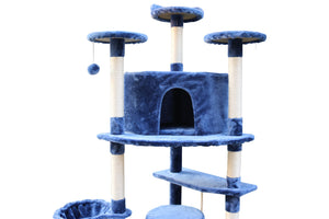 200cm Blue Cat Scratching Post Tree | Corner Tower Furniture & Scratcher