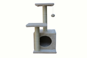 Beige Cat Scratching Tree - 71cm | Scratcher Post Pole Furniture Gym House