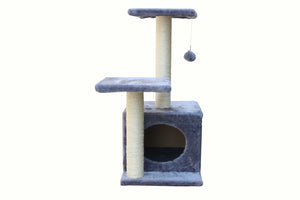 Grey Cat Scratching Tree - 71cm | Scratcher Post Pole Furniture Gym House