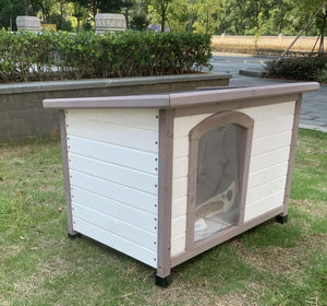 Medium Timber Pet Dog Kennel House with White Stripe