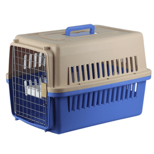 New Medium Dog Cat Rabbit Crate - Pet Carrier Cage - Blue | With Bowl & Tray