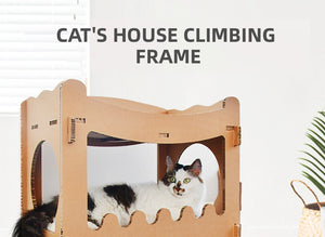 Cat Cardboard House Tower Condo Scratcher | Double Storey Pet Post Furniture