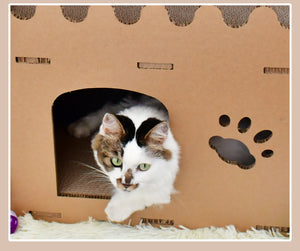 Cat Cardboard House Tower Condo Scratcher | Double Storey Pet Post Furniture