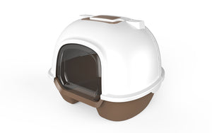 Portable Cat Litter Box with Hood, Handle, Scoop, and Charcoal Filter - Pink