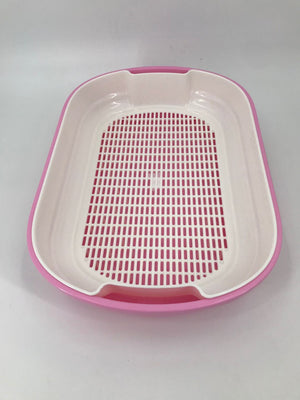 Large Portable Cat Litter Box with Scoop and Grid Tray in Pink