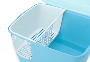 XL Portable Hooded Cat Litter Box with Handle, Scoop | Blue Color