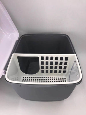 XL Portable Hooded Cat Toilet Litter Box Tray House | Grey with Handle and Scoop