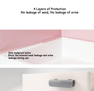 L Portable Hooded Cat Toilet Litter Box Tray House with Drawer and Scoop | Pink