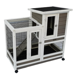 Rabbit Hutch Cat House with Wheels | Guinea Pig & Ferret Cage