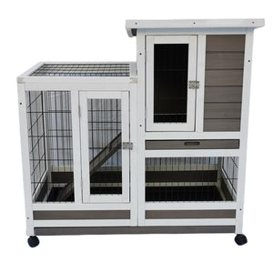 Rabbit Hutch Cat House with Wheels | Guinea Pig & Ferret Cage