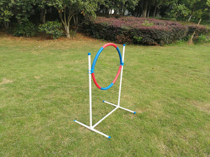 Portable Adjustable Dog Puppy Training Practice Jump Tyre Agility Post