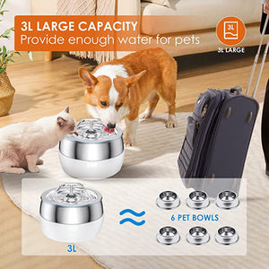 3L Automatic Electric Pet Water Fountain | Stainless Steel Feeder Bowl Dispenser, White