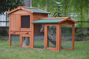 146cm Rabbit Hutch with Metal Run | Wooden Cage for Guinea Pigs