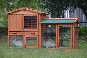 146cm Rabbit Hutch with Metal Run | Wooden Cage for Guinea Pigs
