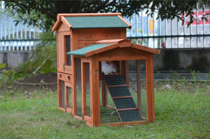 146cm Rabbit Hutch with Metal Run | Wooden Cage for Guinea Pigs