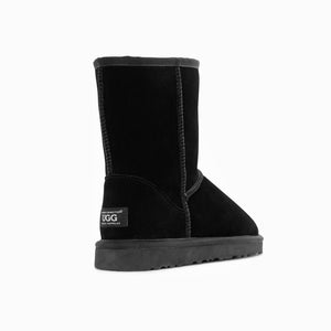 Genuine Australian Sheepskin Unisex Short Classic Suede Boots | Black | EU36