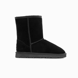Genuine Australian Sheepskin Unisex Short Classic Suede Boots | Black | EU39