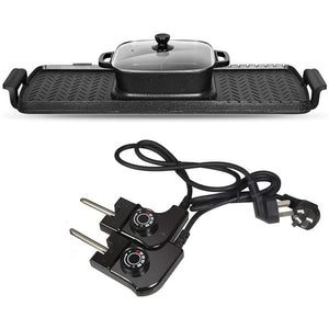 Large Electric Grill Hot Pot | 2 in 1 Electric Barbecue | Non-Stick Pan Grill | 2200W