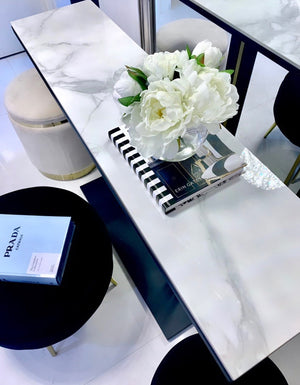 Interior Ave Pandora Stone Marble Console - Black