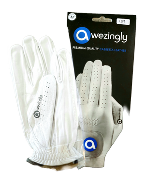 Premium Quality Cabretta Leather Golf Glove for Men - White (M)