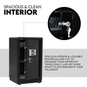 Digital Safe Safety Box | Security Code Lock Box | Fire Proof | Heavy Duty 80L