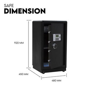 Electronic Digital Safe Box | Fire Proof Safe | Heavy Duty | Key Lock Security | 118L