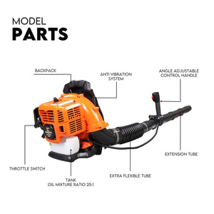 Petrol Backpack Leaf Blower - 2-Stroke, 42.7cc, 540km/H, Commercial Grade