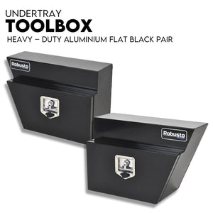 Under Tray Tool Box | Black Aluminium | 600mm | Pair Set