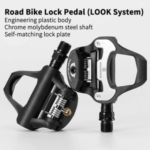 Self-Lock Clip-In Bike Pedals | LOOK KEO Cleat | MTB Road 700C Hybrid BMX - Rockbros Black