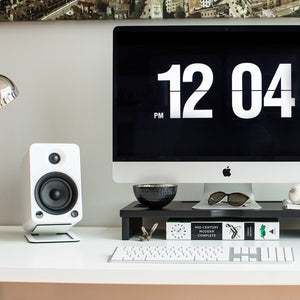 Angled Desktop Speaker Stands for Midsize Speakers - Pair, White (Kanto S4W)