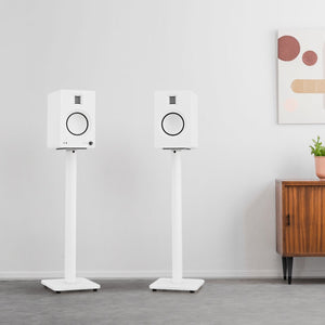 26" Tall Bookshelf Speaker Floor Stands - Pair | White
