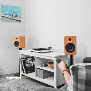 Kanto YU6 Powered Bookshelf Speakers | 200W | Bluetooth® and Phono Preamp | Pair | Bamboo