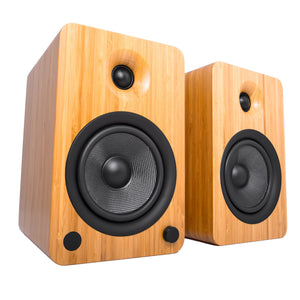 Kanto YU6 Powered Bookshelf Speakers | 200W | Bluetooth® and Phono Preamp | Pair | Bamboo