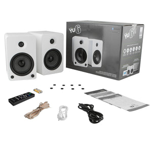 Kanto YU6 Powered Bookshelf Speakers | 200W | Bluetooth® and Phono Preamp | Pair | Matte White