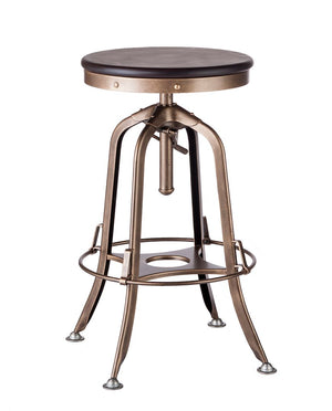 Height Adjustable Swivel Bar Stool in Industrial Style (French Brass)