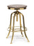 Height Adjustable Swivel Bar Stool with Oak Wood Top in Gold Finish