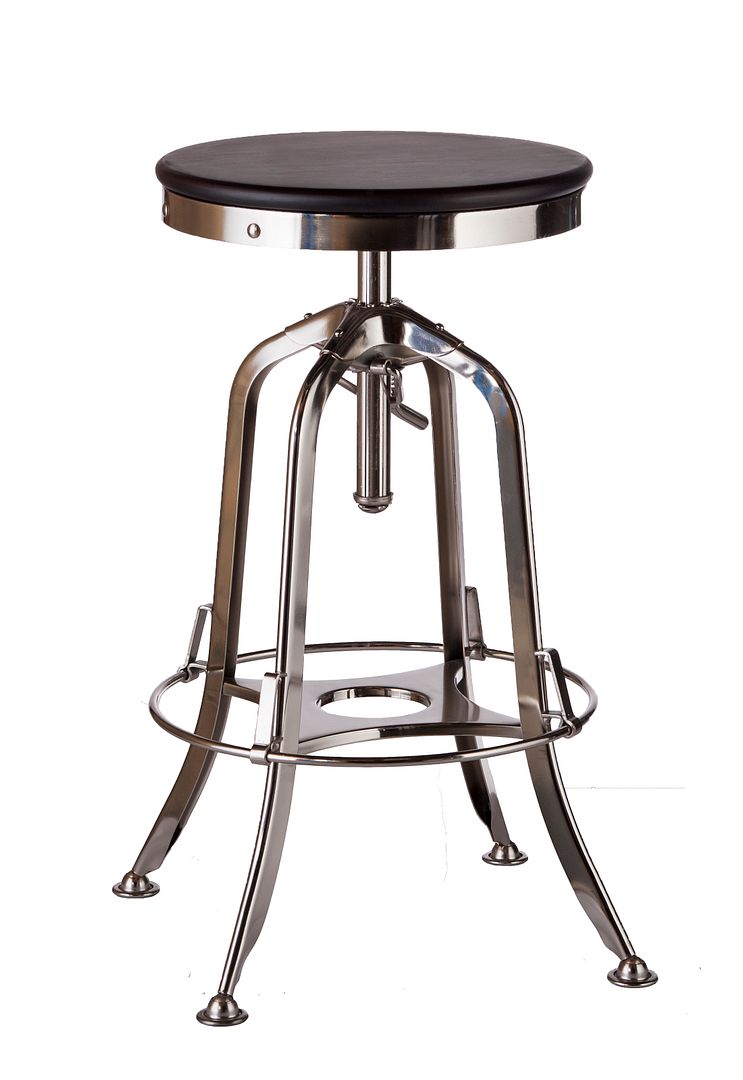 Height Adjustable Swivel Bar Stool in Industrial Style (Nickel and Black)