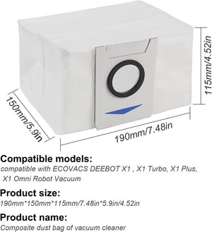 6 Auto Empty Station Dust Bags for Ecovacs Deebot X1 Omni Series Robots